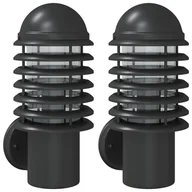 Lampy ogrodowe - vidaXL Kinkiety zewnętrzne, 2 szt., czarne, stal nierdzewna - miniaturka - grafika 1