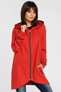 BeWear Damska długa bluza Lirohn B054 czerwony S/M - Bluzy damskie - miniaturka - grafika 1
