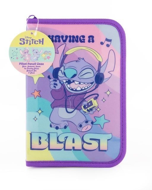 Duży piórnik z wyposażeniem Disney Lilo i Stitch rozkładany zamykany na zamek