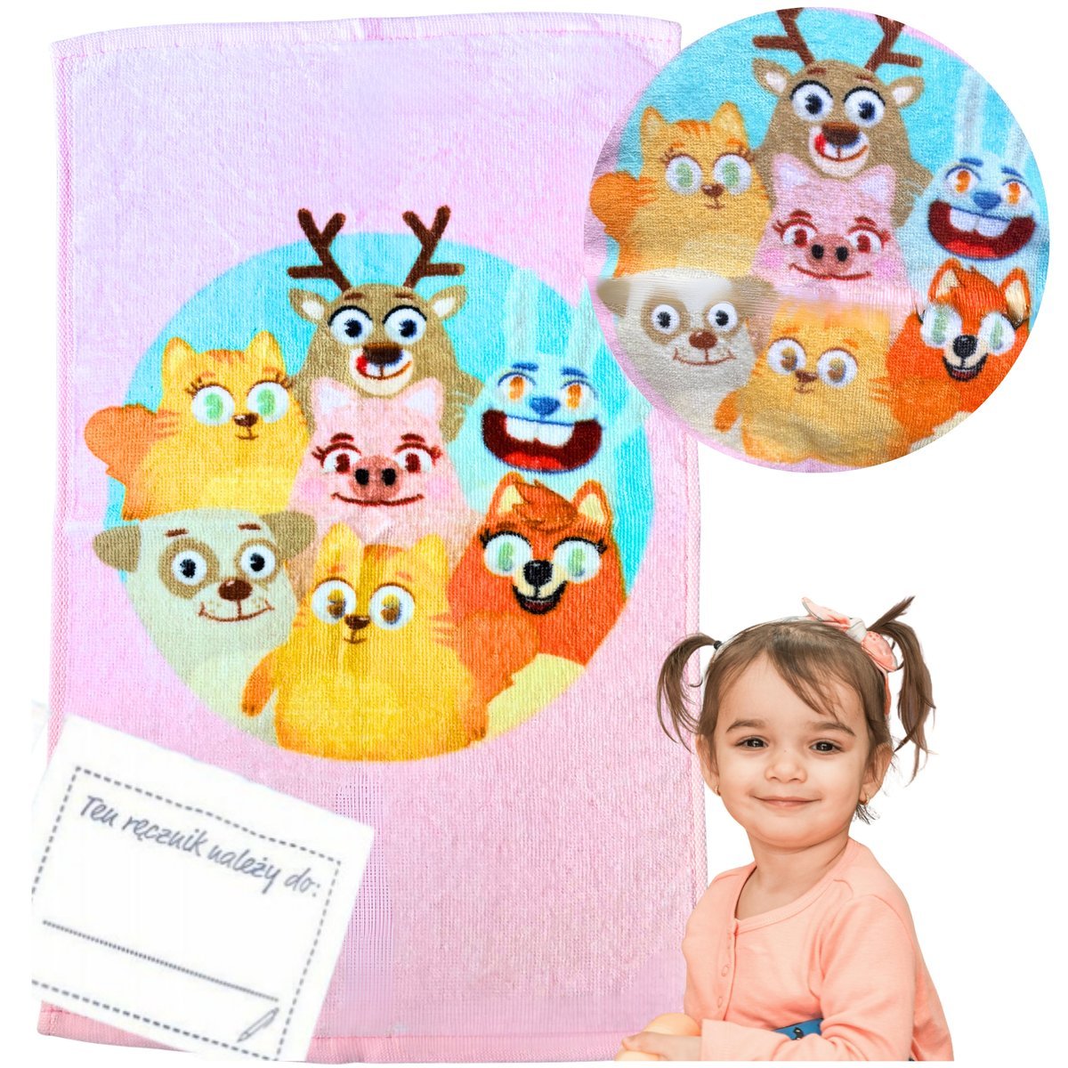 RĘCZNIK DO RĄK 30x50 CM PRZEDSZKOLA ŻŁOBKA DLA DZIECI BUZI MAŁY BAWEŁNA