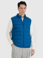 Kurtki i kamizelki sportowe męskie - Męski bezrękawnik puchowy z wypełnieniem naturalnym 4F 4FWSS25TVJAM195 - niebieski - miniaturka - grafika 1
