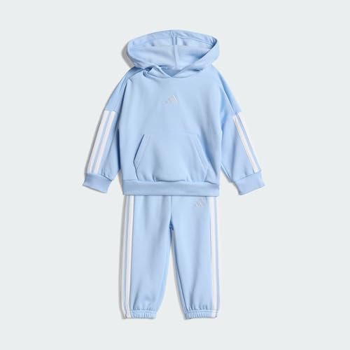 adidas Uniseks - niemowleta Essentials Hooded Jogger Track Suit, glow blue/white, 18-24 Months
