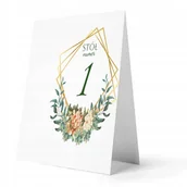 Dekoracje i nakrycia stołu na imprezę - NUMER STOLIKA WESELE ŚLUB SKŁADANY KWIATY 4 SZT Y7 - miniaturka - grafika 1