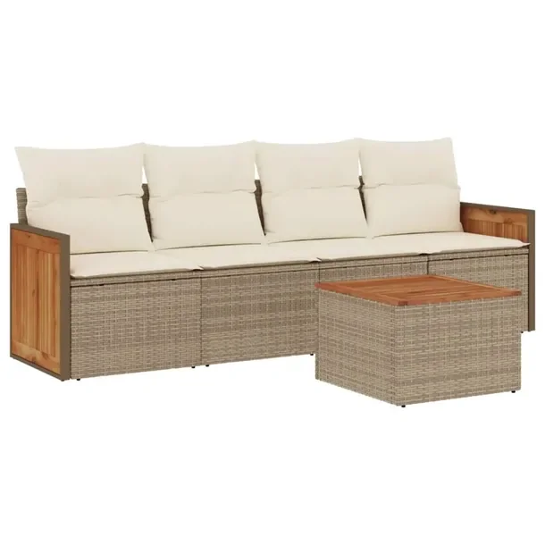 Zestaw wypoczynkowy ogrodowy beżowy rattan PE, wymiary 55 x 62 x 69 cm