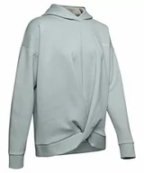 Bluzy damskie - Under Armour Under Armour damska bluza z kapturem 'Recovery Fleece Wrap Po' z rozgrzewką Atlas Green Medium Heather / Onyx White / Onyx White (189) S 1344167-189 - miniaturka - grafika 1