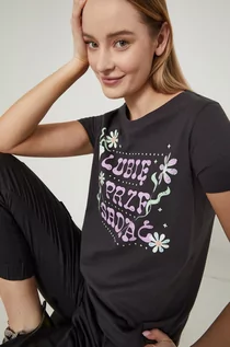 Koszulki i topy damskie - Medicine t-shirt bawełniany kolor szary - grafika 1