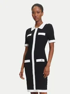 Sukienki - KARL LAGERFELD Sukienka dzianinowa A3W13036 Czarny Slim Fit - miniaturka - grafika 1