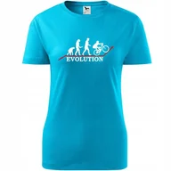 Koszulki i topy damskie - Damska Koszulka z Nadrukiem Rowerowa Ewolucja rower Prezent dla Rowerzystki turkusowy XS - Atram - miniaturka - grafika 1