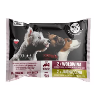 PETREPUBLIC Fileciki z wołowiną w sosie i jagnięciną w sosie saszetki dla psów małych ras 4x100g - Mokra karma dla psów - miniaturka - grafika 1