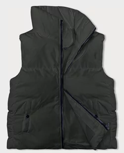 PUCHOWA KAMIZELKA DAMSKA ZE STÓJKĄ ARMY (5M3150-136) - J STYLE - Kamizelki damskie - miniaturka - grafika 1
