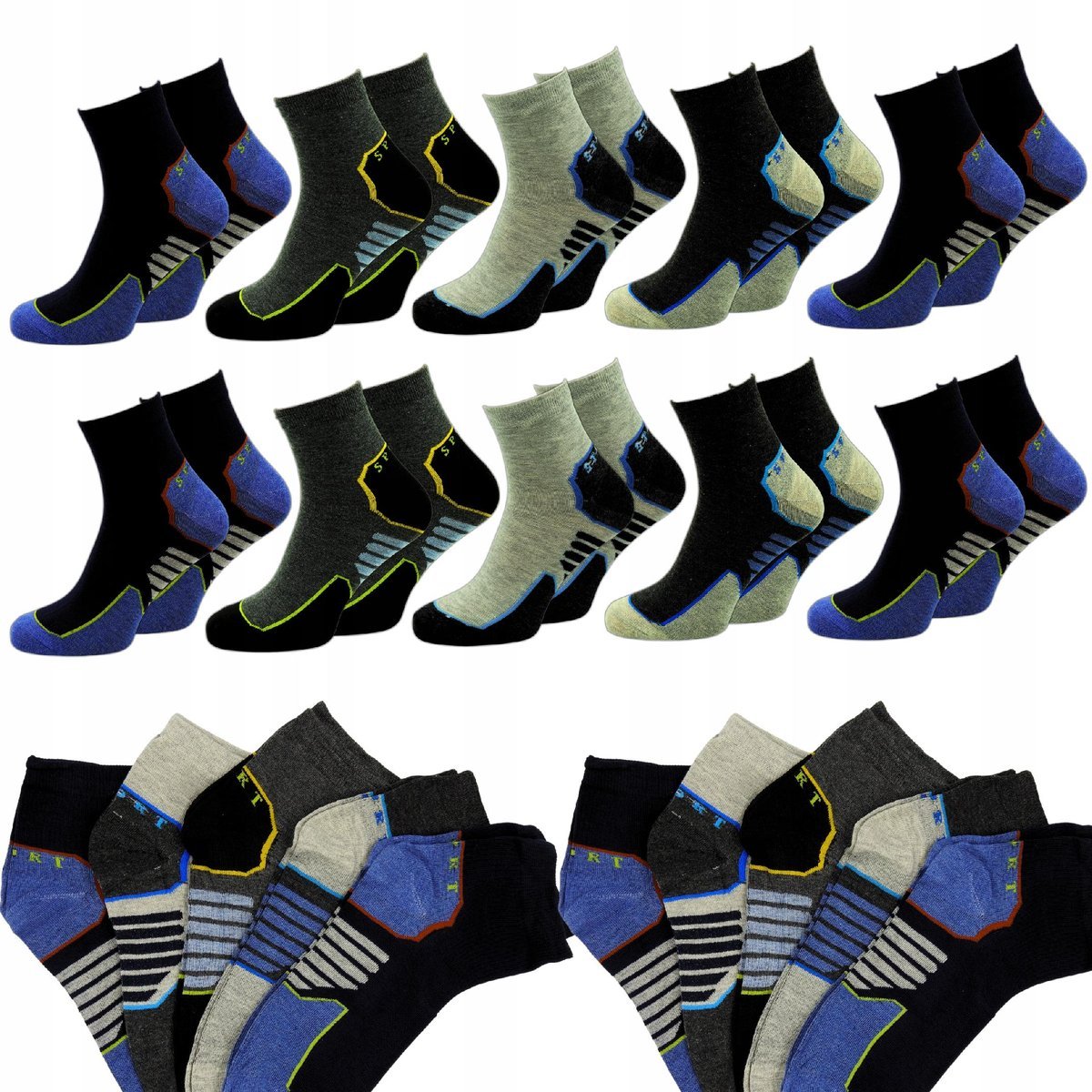 10 x Skarpetki Męskie Skarpety STOPKI Sportowe Krótkie Bawełniane 43-46