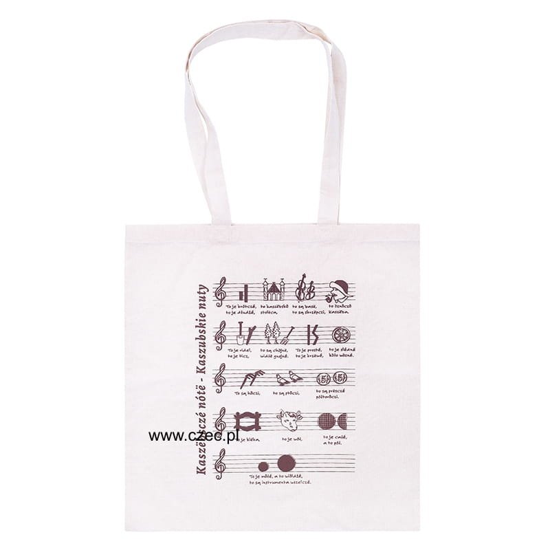 Bawełniana torba folk - nuty kaszubskie - długa rączka