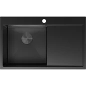 Zlewozmywaki - Mexen Exar zlewozmywak stalowy 1-komorowy z ociekaczem lewy 780 x 480 mm, czarny - 6433781010L-70 - miniaturka - grafika 1