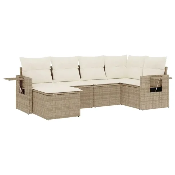Beżowy zestaw mebli ogrodowych z rattanem PE, wym. 62 x 62 x 69 cm