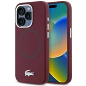 Etui i futerały do telefonów - Etui LACOSTE Silicone Croco Logo MagSafe do Apple iPhone 15 Pro Max Bordowy - miniaturka - grafika 1