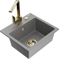 Zlewozmywaki z baterią - Mexen Milo zlewozmywak granitowy 1-komorowy z baterią kuchenną Rita, szary - miniaturka - grafika 1