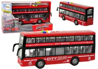 Samochody i pojazdy dla dzieci - Autobus Piętrowy Na Baterie Światła Dźwięki Napęd Frykcyjny Czerwony 1:16 - miniaturka - grafika 1