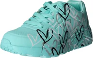 Buty dla dziewczynek - Skechers dziecięce trampki dziewczęce SKECHERS X JGOLDCROWN UNO LIT wzór serca turkusowy wielokolorowy, Kolor:zielony, Rozmiar UE:35 - miniaturka - grafika 1