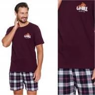 Piżamy damskie - Piżama męska bawełniana krótki rękaw DOCTOR NAP 7201 burgundy XL - miniaturka - grafika 1