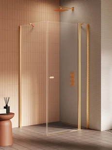 Złota szczotkowana kabina prysznicowa prostokątna 80x110 K-4198 New Soleo Gold Brushed New Trendy - Kabiny prysznicowe - miniaturka - grafika 1