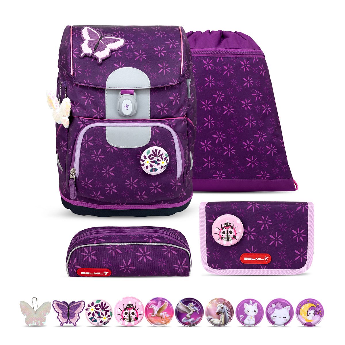 Motion Purple Spring Zestaw tornistra szkolnego 4-częściowy