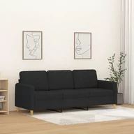 Sofy i kanapy - Sofa 3-osobowa, czarna, 180 cm, tapicerowana tkaniną - miniaturka - grafika 1