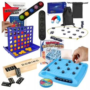 Mega Zestaw Gier 5W1 Bingo Domino Gonggi Szachy Magnetyczne Sznurek Plansza - Gry planszowe - miniaturka - grafika 1
