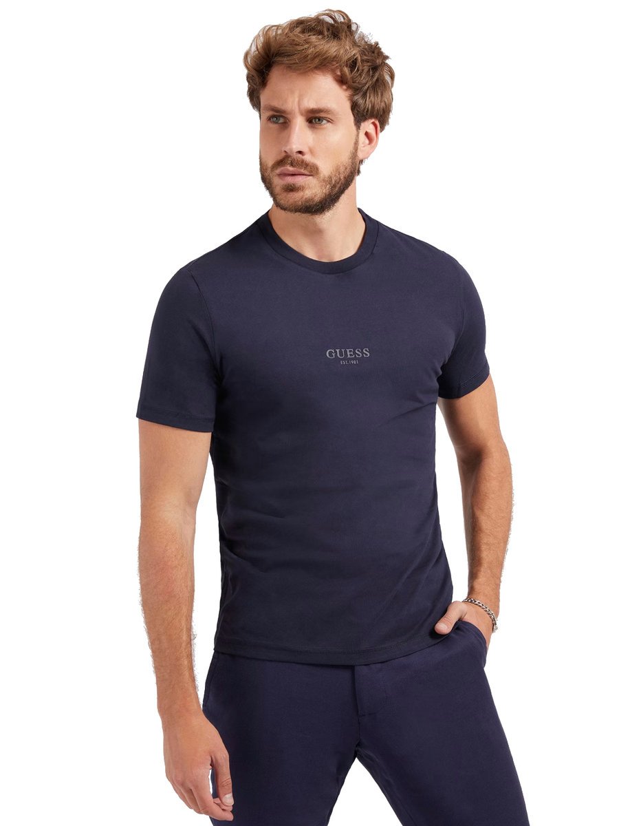 Guess Granatowy Męski T-Shirt Koszulka S