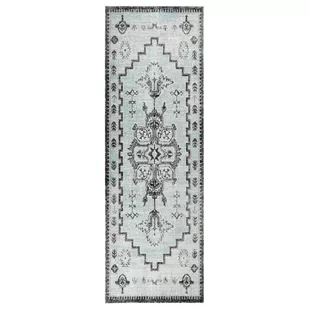 vidaXL Dywan zewnętrzny o płaskim splocie, 80x250 cm, zielono-szary vidaXL - Dywany zewnętrzne - miniaturka - grafika 1