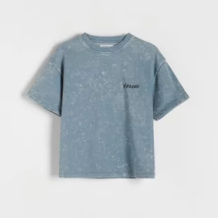 Reserved - T-shirt oversize z efektem sprania - Turkusowy - Koszulki dla chłopców - miniaturka - grafika 1