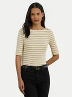 Bluzki damskie - LAUREN RALPH LAUREN Bluzka 200980044001 Beżowy Slim Fit - miniaturka - grafika 1