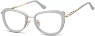 Okulary korekcyjne, oprawki, szkła - Sunoptic Okulary oprawki korekcyjne kocie oczy zerówki flex MTR-99A szaro-złote - miniaturka - grafika 1