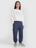 Spodnie i spodenki dla dziewczynek - 4F Spodnie dresowe joggery dziewczęce - szare 122 (6-7 lat) - miniaturka - grafika 1