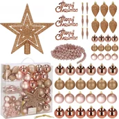 Bombki - Bombki choinkowe 51 szt. ozdoby świąteczne zestaw rose gold CA0126 - miniaturka - grafika 1