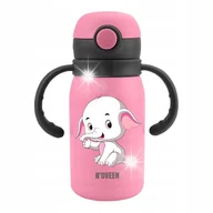 Kubki dla dzieci - Bidon Noveen TB566 Pink Solid 300ml stalowy INOX - miniaturka - grafika 1
