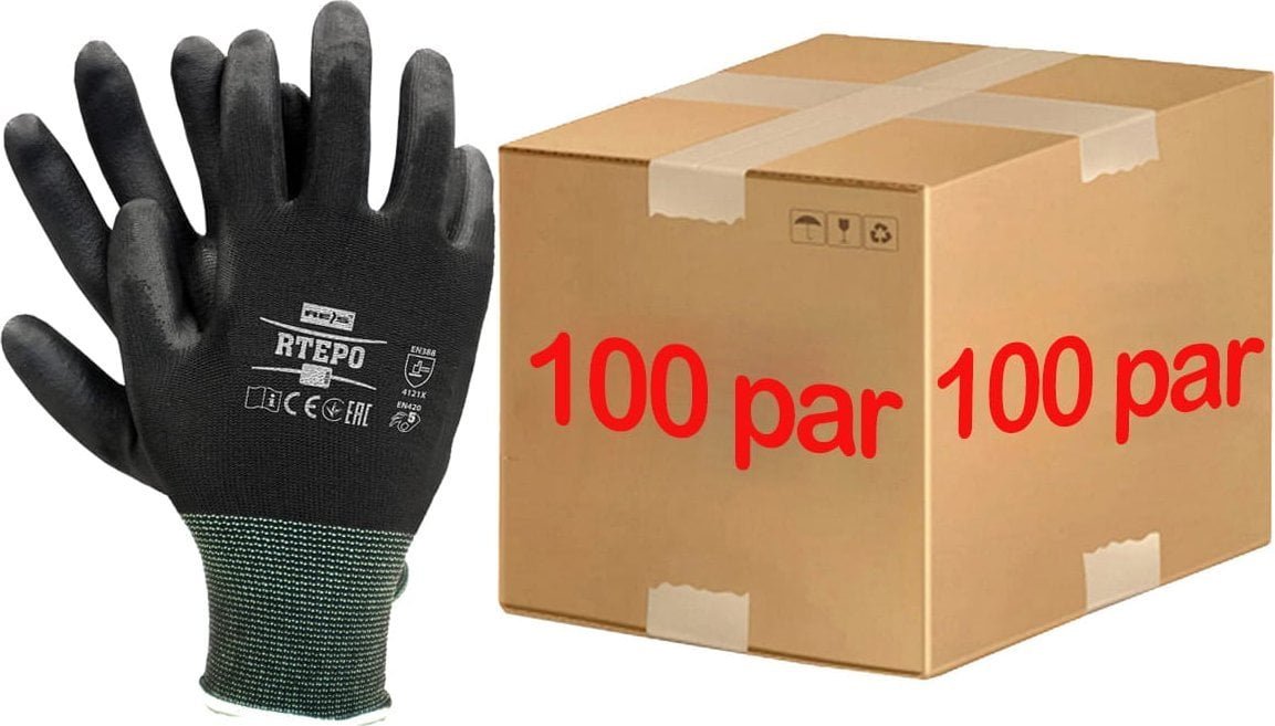 Reis Rękawice robocze / Czarne / RTEPO_BB - 100 par 10 - XL
