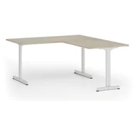 Biurka - Biurko PRIMO BETA L, 1600 x 1800 mm, podstawa biała, dąb naturalny - miniaturka - grafika 1