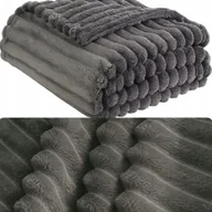 Koce - MIĘKKI KOC 200x220 WAVES NARZUTA ŁÓŻKO FOTEL KANAPĘ PLED PUSZYSTY SZARY - miniaturka - grafika 1