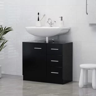 vidaXL vidaXL Szafka pod umywalkę, czarna, 63x30x54 cm, płyta wiórowa - Szafki łazienkowe - miniaturka - grafika 1