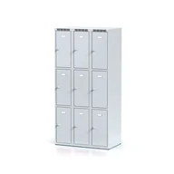 Szafki BHP - Alfa 3 Szafka ubraniowa 9-drzwiowa, drzwi szare, zamek obrotowy 1261823 - miniaturka - grafika 1