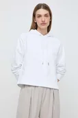 Bluzy damskie - BOSS bluza bawełniana damska kolor biały z kapturem z aplikacją 50516123 - miniaturka - grafika 1