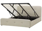 Łóżka - Beliani Łóżko beżowe tapicerowane 180x200 cm ze schowkiem RENNES - miniaturka - grafika 1