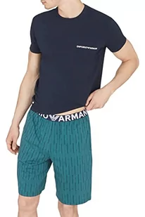 Emporio Armani Męskie All Over Pionowe Logo Bermudy Spodenki Męskie, Vert.ea Mediterr/Mar, S - Spodenki męskie - miniaturka - grafika 1