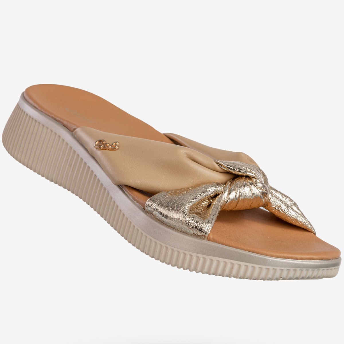 Klapki Damskie Ekoskóra Na Platformie Eleganckie Beżowe Jezzi 22SD98-4541 Beżowy 36