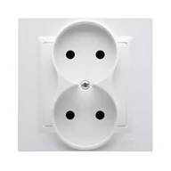 Gniazdka elektryczne - Kontakt Simon Kontakt_Simon Gniazdo wtyczkowe bez uziemienia podwójne. monoblok. 16A. 250V. zaciski śrubowe biały Kompletne - nie do ramek CG2/11 - miniaturka - grafika 1
