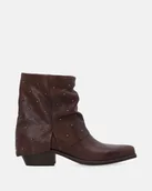 Botki damskie - Brązowe kowbojki z wywiniętą cholewką - Venezia - miniaturka - grafika 1