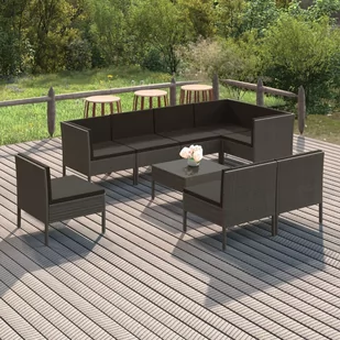 vidaXL 9-cz zestaw wypoczynkowy do ogrodu poduszki szary rattan PE 3094402 - Meble ogrodowe - miniaturka - grafika 1