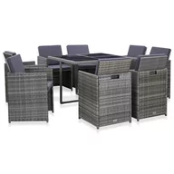 Meble ogrodowe - shumee shumee 9 cz zestaw mebli do ogrodu z poduszkami rattan PE antracyt - miniaturka - grafika 1