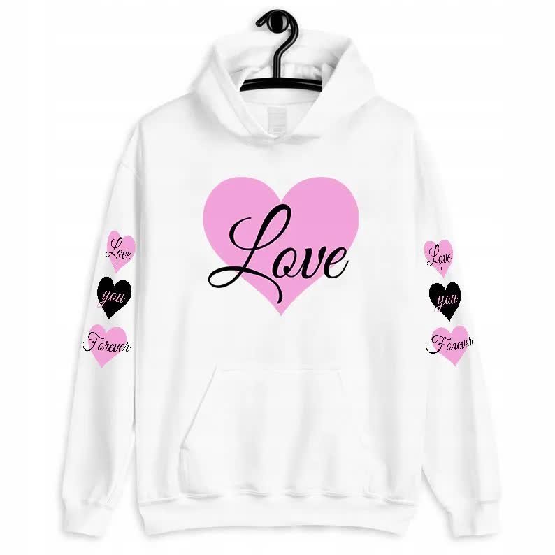 Bluza Biała Damska Z Kapturem HEART SERCE LOVE - M