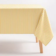 Obrusy i serwetki - Obrus plamoodporny bawełniany, miękki w dotyku, w paski żółty 160x160 cm - miniaturka - grafika 1